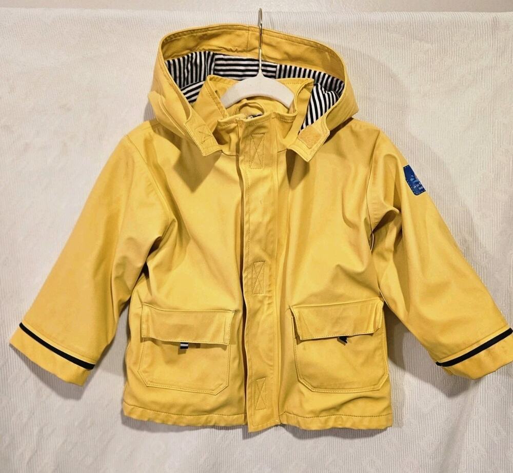 Jojo Maman Bebe Yellow Raincoat Sz 12-18 Months. Some Staining, Small Tear. Cute